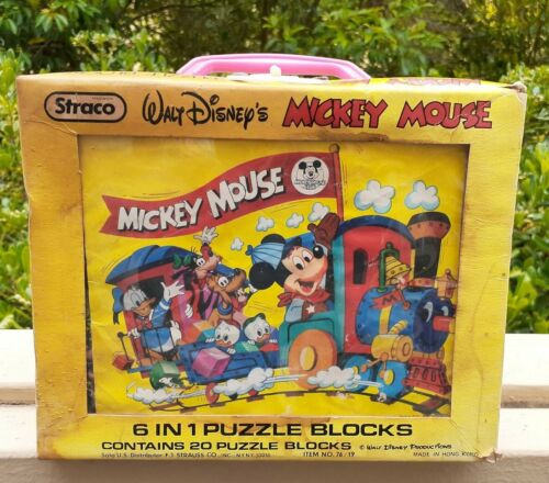 Vintage Walt Disney Mickey Mouse Straco 6 In 1 Puzzle Blocks (20 Puzzle Blocks)
