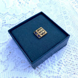 1/10 10k YLW Gold Terry Berry Pin W 2 Genuine Blue Sapphire Stones In Orgl. Box