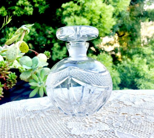 Rare Karl Anton Czech Cut Ornate Glass Perfume Bottle