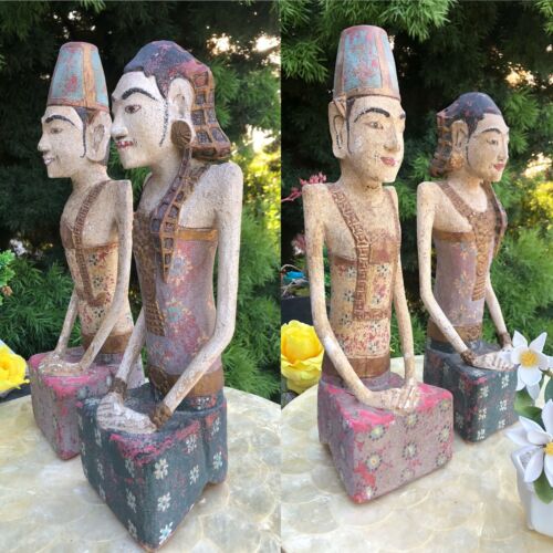 Modern Wood Sculpture of Couple Hand-Carved in Bali, 'Wedding Anniversary