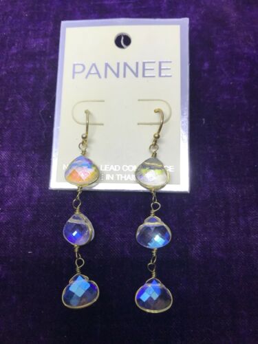 Pannee Handmade Wire Wrapped Semi-precious Austrian Clear Crystal Earrings