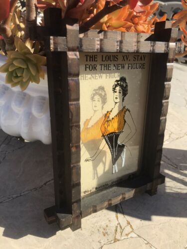 Vintage Painted Glass Art Wood Frame Louis XV Batiste Girdle