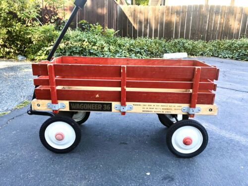 Wagoneer 36 All Terrain Wooden Red & White Metal Steel Wagon with wood sides