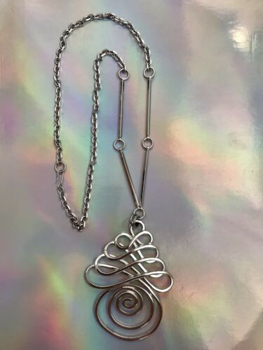 Vintage Designer Sarah Coventry Silver Tone Abstract Fashion Necklace