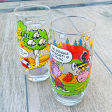 McDonalds Collectible Charlie Brown Woodstock Sally Drinking Glass Cups Set of 2