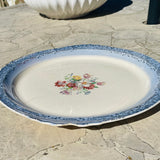 Antique Madera USA Laced Blue Floral Large Ceramic Serving Plate Dish Platter