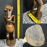 Antique Hand Carved Wood African Art Figure Pregnant Woman Fertility Doll Statue