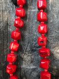 Vintage Artisan Chunky Red Faux Coral Beaded Necklace