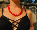 Vintage Artisan Chunky Red Faux Coral Beaded Necklace