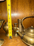 Brass Gold Metal Vintage Antique Candlestick Holders Urn Vase Dolphin Teapot ashtray box Lot of 18