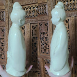 Vintage Asian Girl Woman White Porcelain Figurine Decorative Art Decor Large