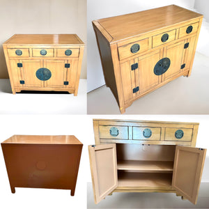 Antique Chinese Wood Storage Cabinet Dresser Furniture w Metal Hardware