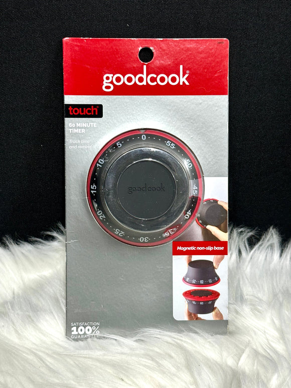 New GoodCook Touch 60 Minute Timer with Magnetic Non - Slip Base Black / Red