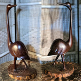 Vintage Wood Carved Crane Egret Heron Bird Fiqure Sculpture Carving Art