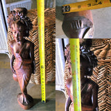 Vintage Hand Carved Wooden Woman Folk Art Exotic Tropical Wood Carving Sculpture
