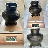 Antique Asian Bronze Metal Archaic Style Bird Relief Footed Censer Urn Vase
