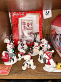 Lot of Coca-Cola Collectibles Glasses, New Shower Curtain, Mini Bear Figurines