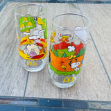 McDonalds Collectible Charlie Brown Woodstock Sally Drinking Glass Cups Set of 2
