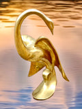 Vintage Solid Brass Gold Tone Bird Swan Hollywood Regency Style Heavy