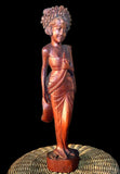 Vintage Hand Carved Wooden Woman Folk Art Exotic Tropical Wood Carving Sculpture