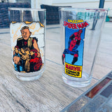 Collectible Drinking Glasses Goonies and The Amazing Spider Man Marvel Lot of 2
