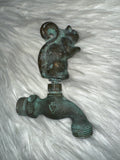 Vintage Brass Squirrel Handle Garden Water Spigot Faucet Screw On Off Animal
