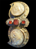 Antique 1800s Tribal Jewelry Bulgarian Red Stone Mother of Pearl Belt Buckle