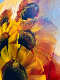 Large 3ft Signed N. Mercer Original Sunflower Floral Still Life Painting