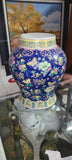 Antique Chinese Asian Pink Blue Yellow Floral Butterfly Hand Painted Vase 1ft+