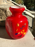 Beautiful Murano Unsigned Art Glass Italian Multicolor Red Artisan Studio Vase