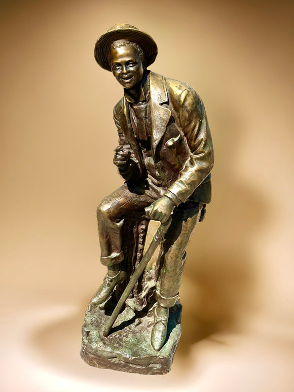 Vintage Bronze Artist Signed Moreau Man Sculpture Decorative Art Statue