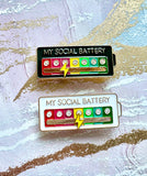 Social Battery Mood Tracker Emotion Sliding Enamel Hat Pin Mental Health Gift