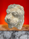 Antique Primitive Carved Stone Rock Lion Relic Statue