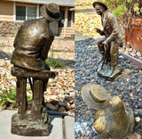 Vintage Bronze Artist Signed Moreau Man Sculpture Decorative Art Statue