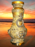 Antique Chinese Bronze Metal Archaic Design Elephant Ring Handles Vase Lamp Base