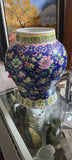 Antique Chinese Asian Pink Blue Yellow Floral Butterfly Hand Painted Vase 1ft+