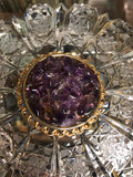 Antique Amethyst Purple Gem Stone Vintage Brooch Large Pin