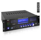 Pyle Home 4 Channel Pre Amplifier Receiver 1000 Watt Compact Rack Mount Home Theater-Stereo Surround Sound Preamp Receiver W/ Audio/Video System, CD/DVD Player, AM/FM Radio, MP3/USB PD1000A