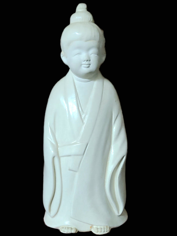 Vintage Asian Girl Woman White Porcelain Figurine Decorative Art Decor Large