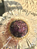 Antique Amethyst Purple Gem Stone Vintage Brooch Large Pin