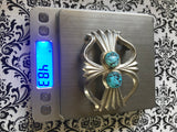 Antique Native American Sterling Silver 925 Turquoise Stone Belt Buckle 48.3g