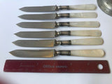 Set Of 6 Antique Mother Of Pearl Knives Sterling Silverware