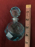Vintage Faceted Blue Crystal Art Glass Perfume Bottle