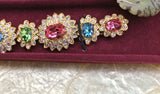 Signed Kenneth J Lane Multi Color Gemstone Rhinestone Crystal Bracelet Gold Tone