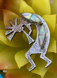 Vintage Signed CB Charlie Bowi Kokopelli Sterling Silver Opal Pendant