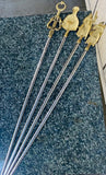 Vintage Brass Metal Decorative Skewers Shish Kabob Sword Set Made in Turkey