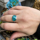 Sterling Silver Signed Mlk 925 Turquoise Ring Size 7 Weighs 2.9g