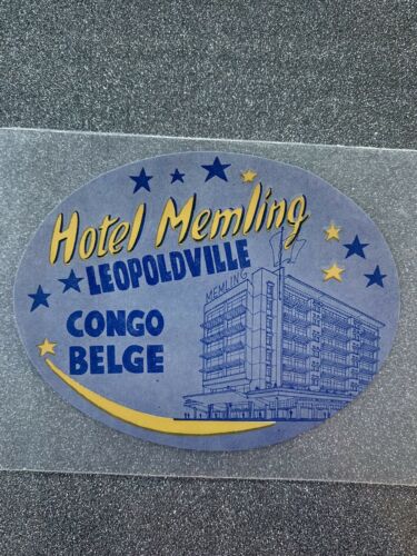 Hotel Memling Leopoldville Congo Belge Original Unused Luggage Label Rare