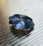 Antique Estate Abalone Onyx Set In Sterling Silver 925 Pin Mexico