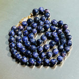 Lapis Lazuli Blue Gem Stone Hand Knotted Round Beaded Fine Vintage Necklace